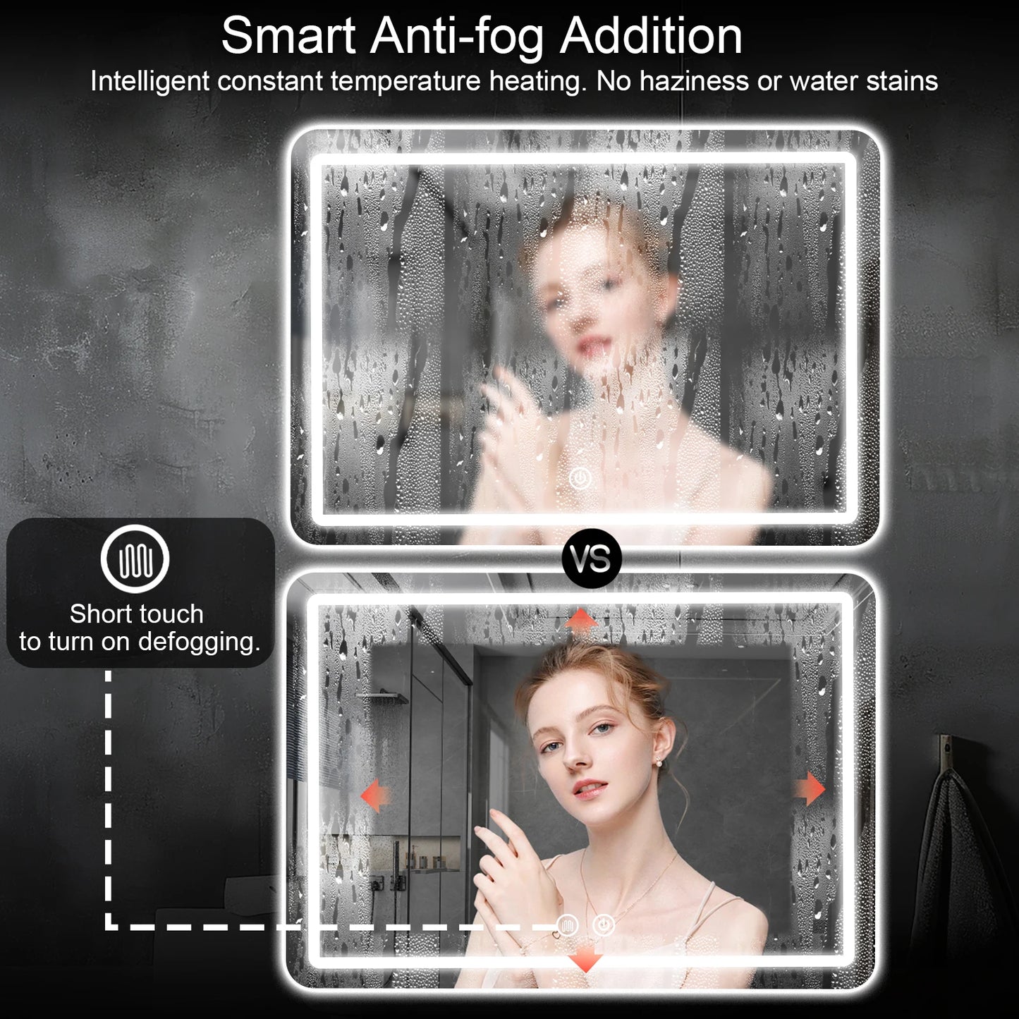 MYGIIVOVO Fogless LED Bathroom Vanity Mirror With Backlit Demister