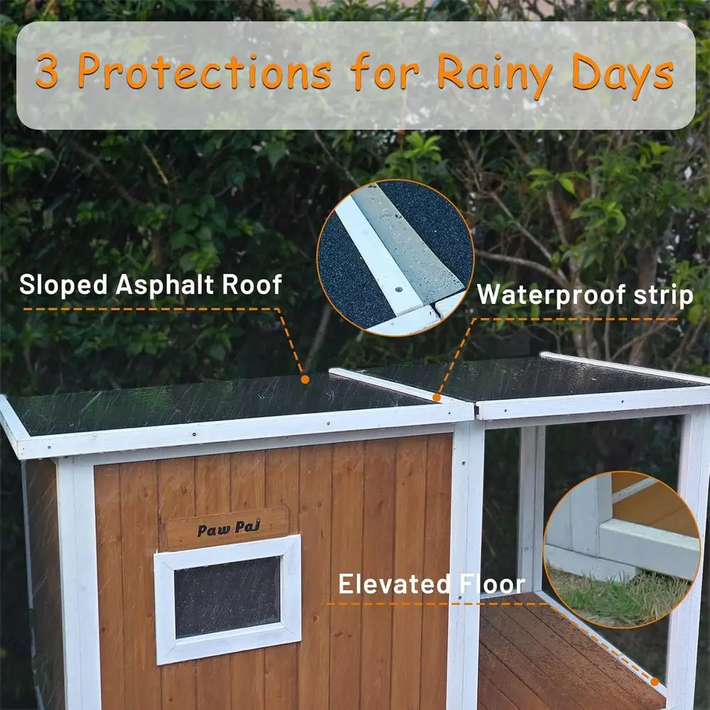Insulated Outdoor Dog House With Elevated Floor And Openable Roof