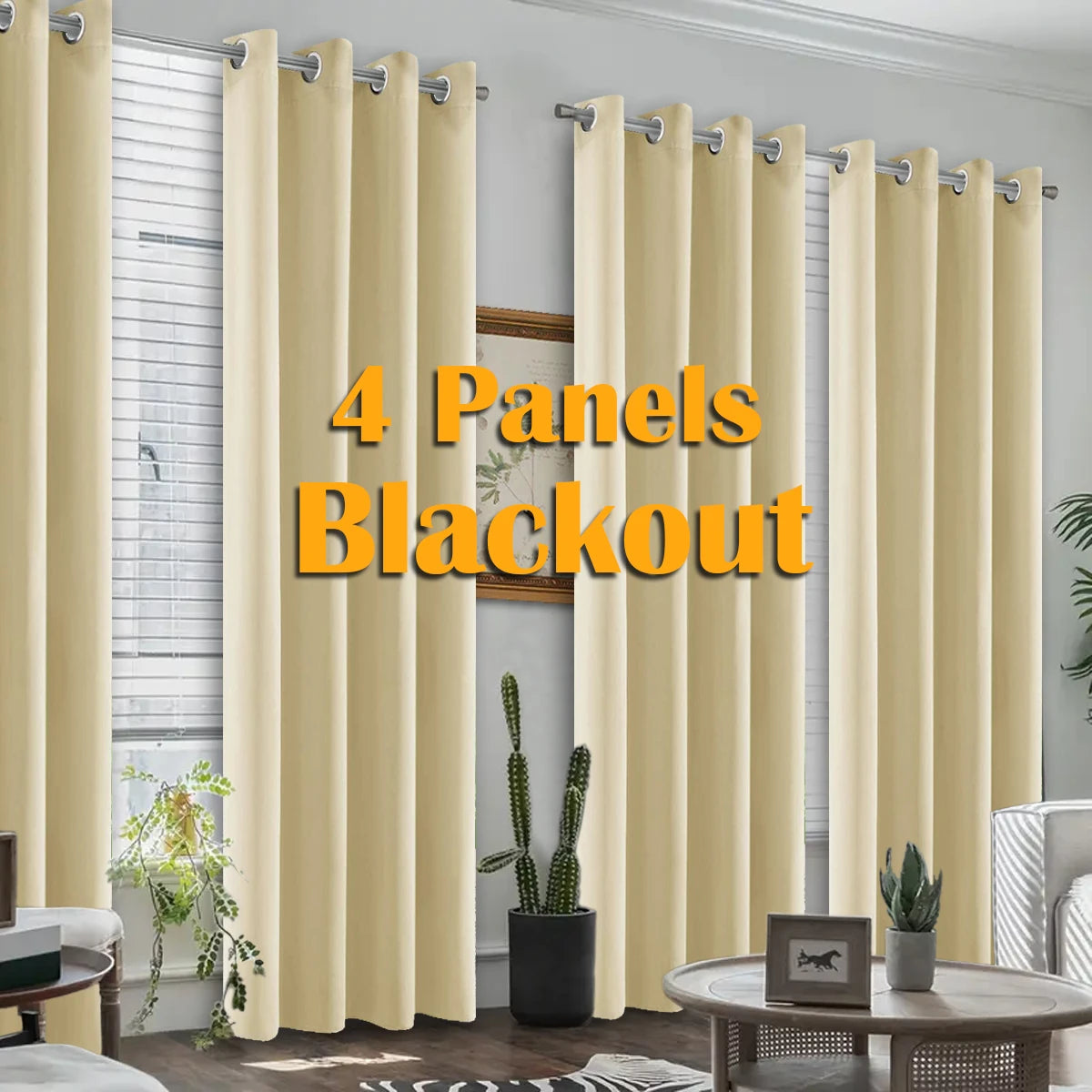 Blackout Curtains 4-Piece Heat Insulated Grommet Set For Bedroom