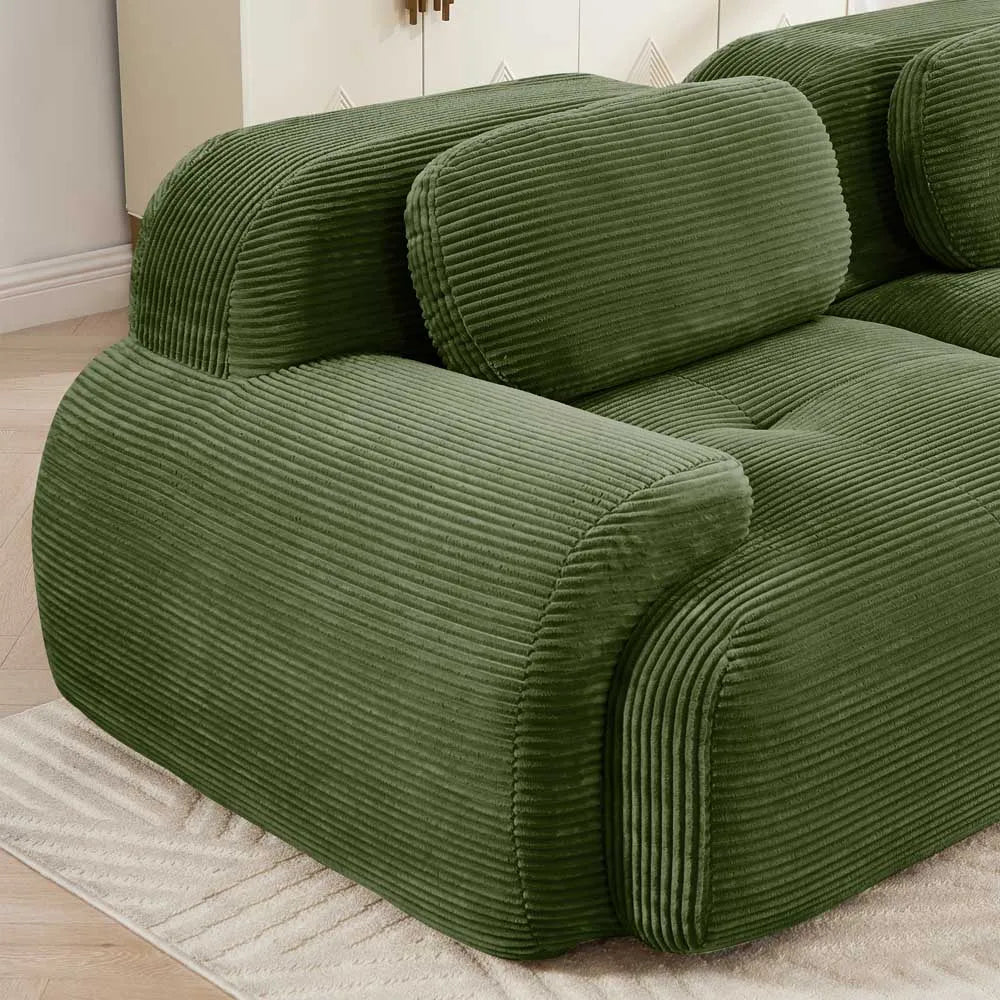 Modern Corduroy Loveseat Sofa With Curved Armrests And Plush Comfort