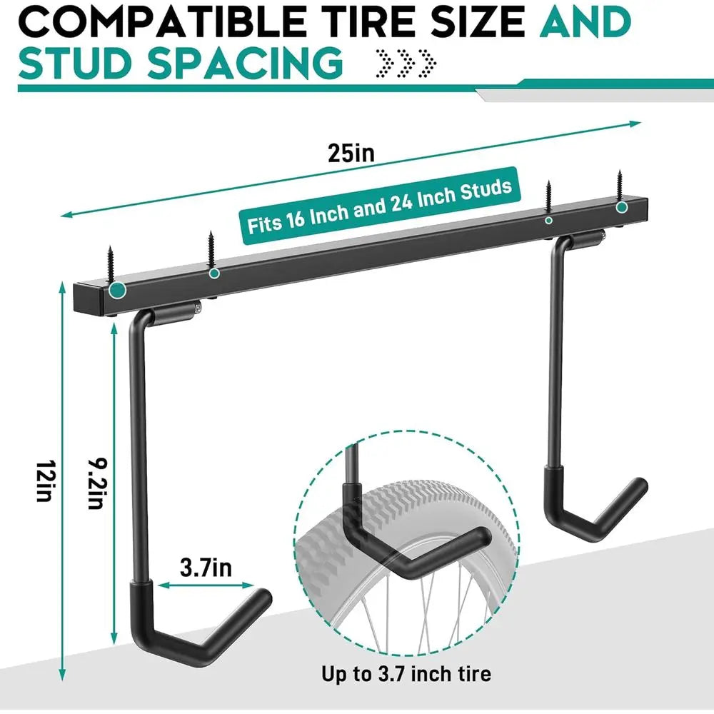 Ceiling Mounted Bike Racks or Garage, Indoor Bike Storage Hanger with Adjustable Cycling Hooks for 2 to 4 Bikes, Holds up to 260