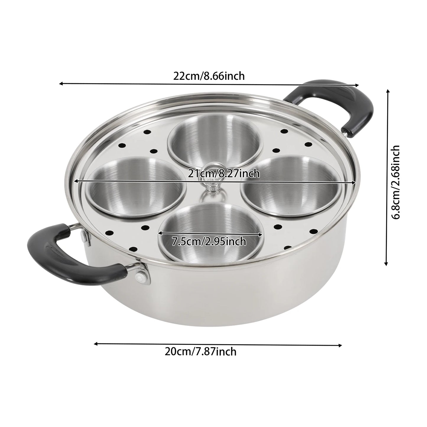 Bymaocar Stainless Steel Egg Steamer Pot With Glass Lid Rack