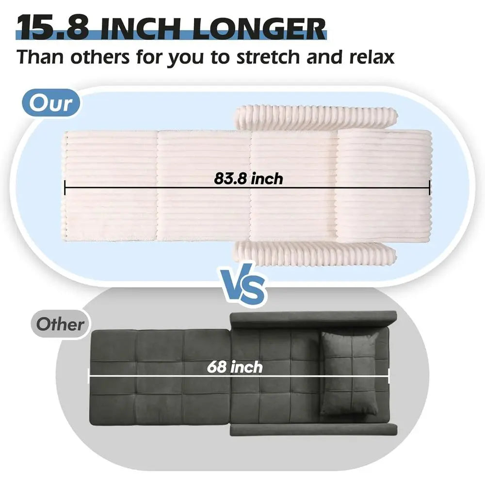 Sleeper Chair, 84" Extra Long Convertible Chair Bed, Upgraded 3-in-1 to 4-in-1 Pull Out Chair & Single Soa Bed or Adult, Sleng C