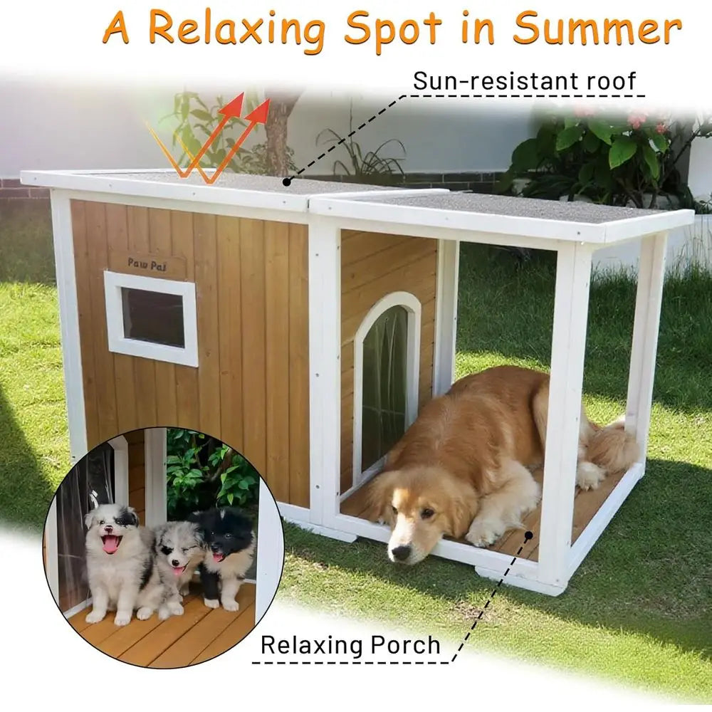 Insulated Outdoor Dog House With Elevated Floor And Openable Roof