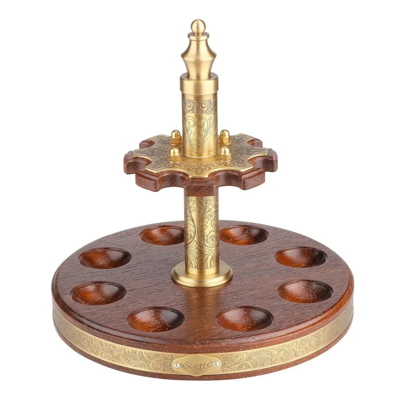 Scotte Rotating Wooden Tobacco Pipe Stand With Carved Design