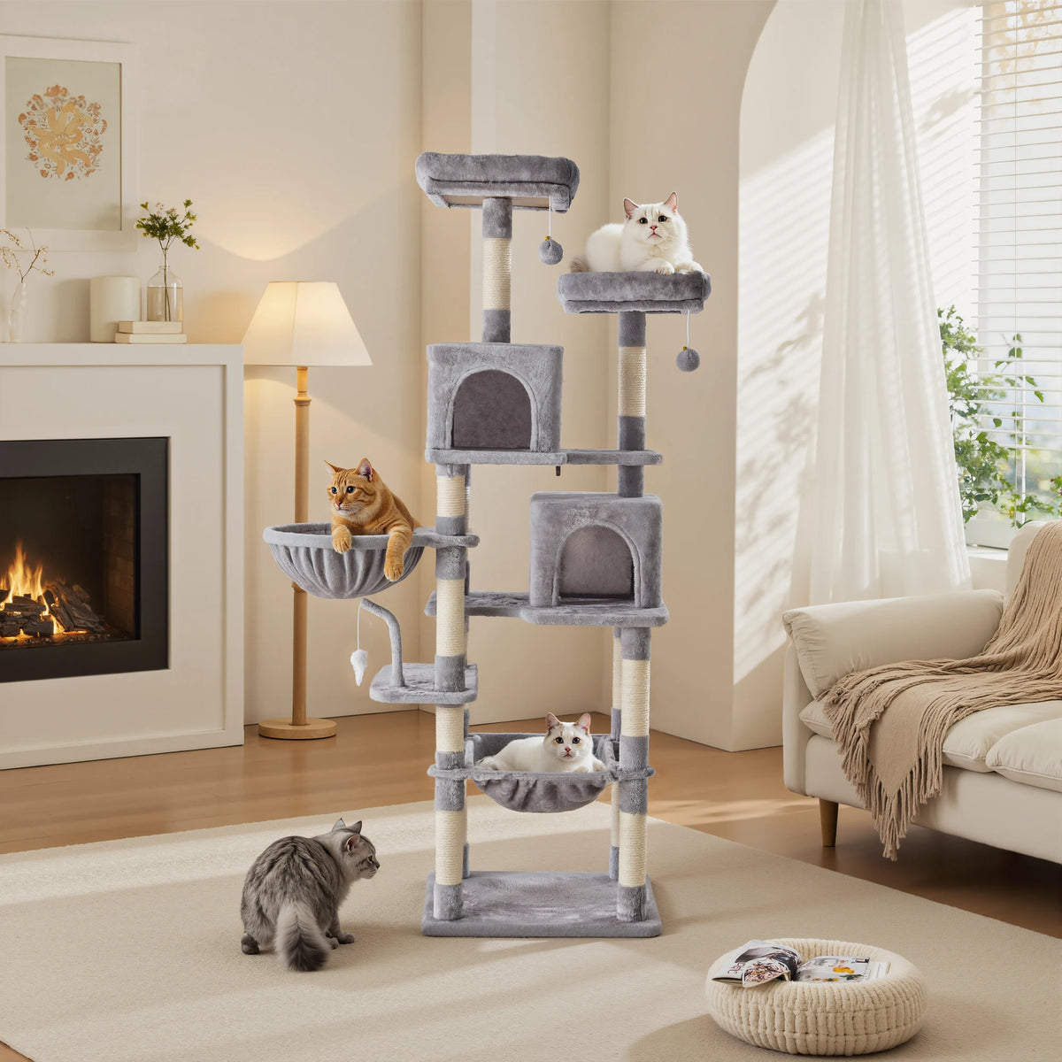 JHK Multi-Level Cat Tree With Scratching Posts And Pet House
