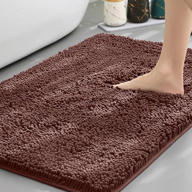 Ultra-Soft Chenille Plush Bath Mat, Super Absorbent, Machine Washable