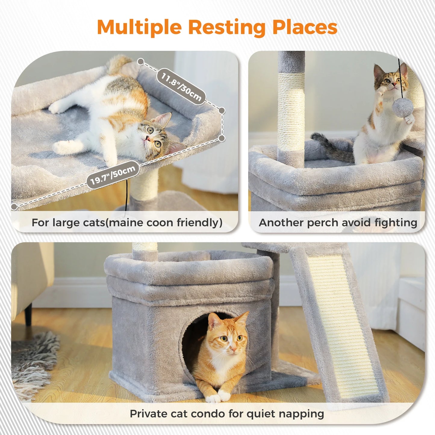 Pawz Road Three Tier Cat Tree With Sisal Scratching Post