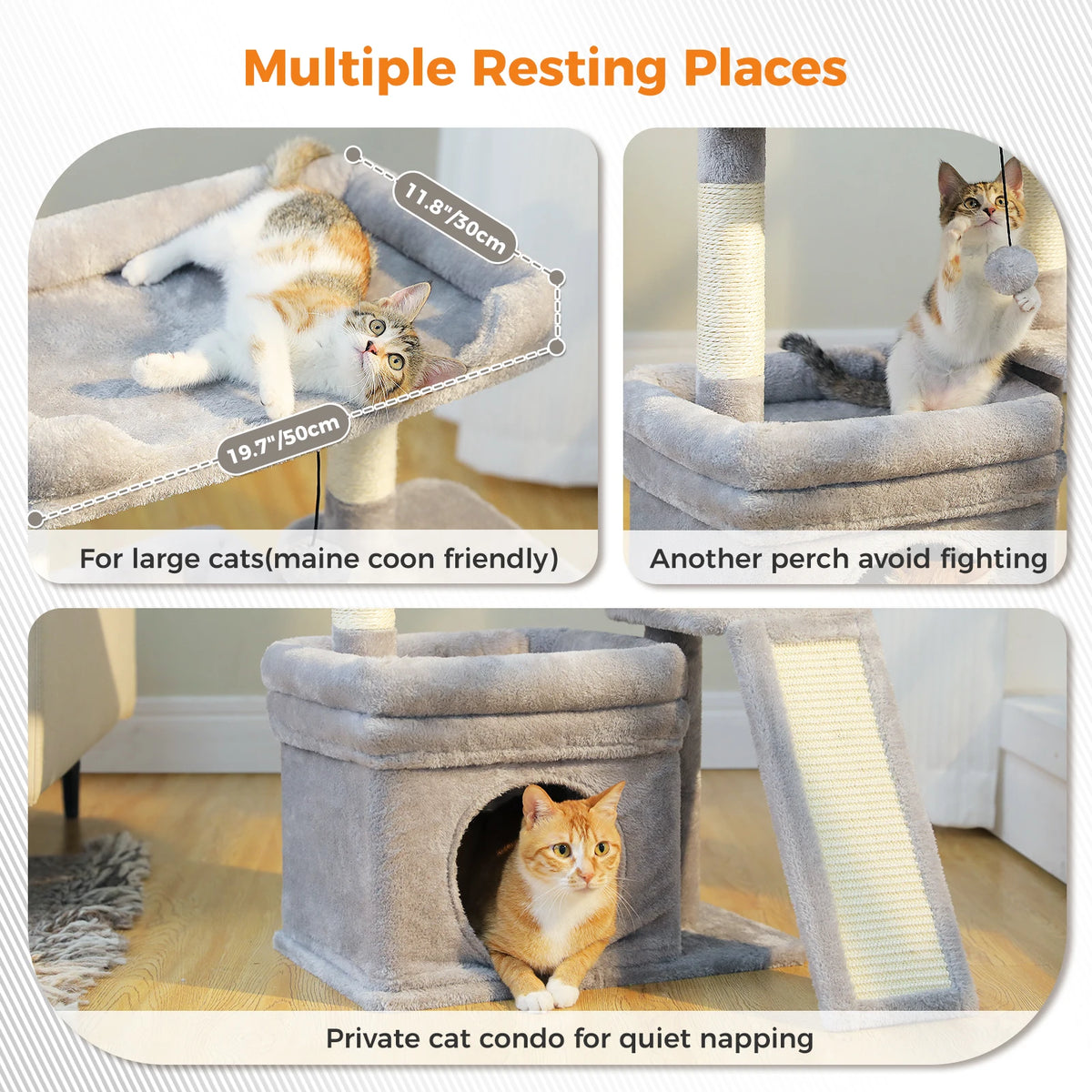 PAWZ Road Multi Tier Cat Tree With Sisal Scratching Post