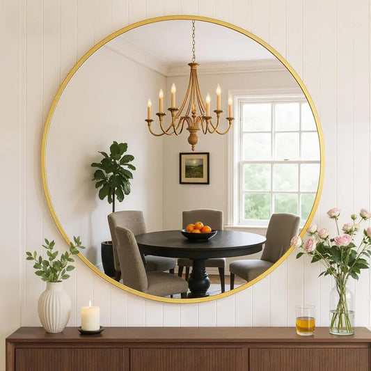 Round Vanity Mirror With Tempered Glass For Wall Mounting