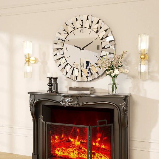 Modern Large Beveled Glass Wall Clock With Silent Quartz Movement