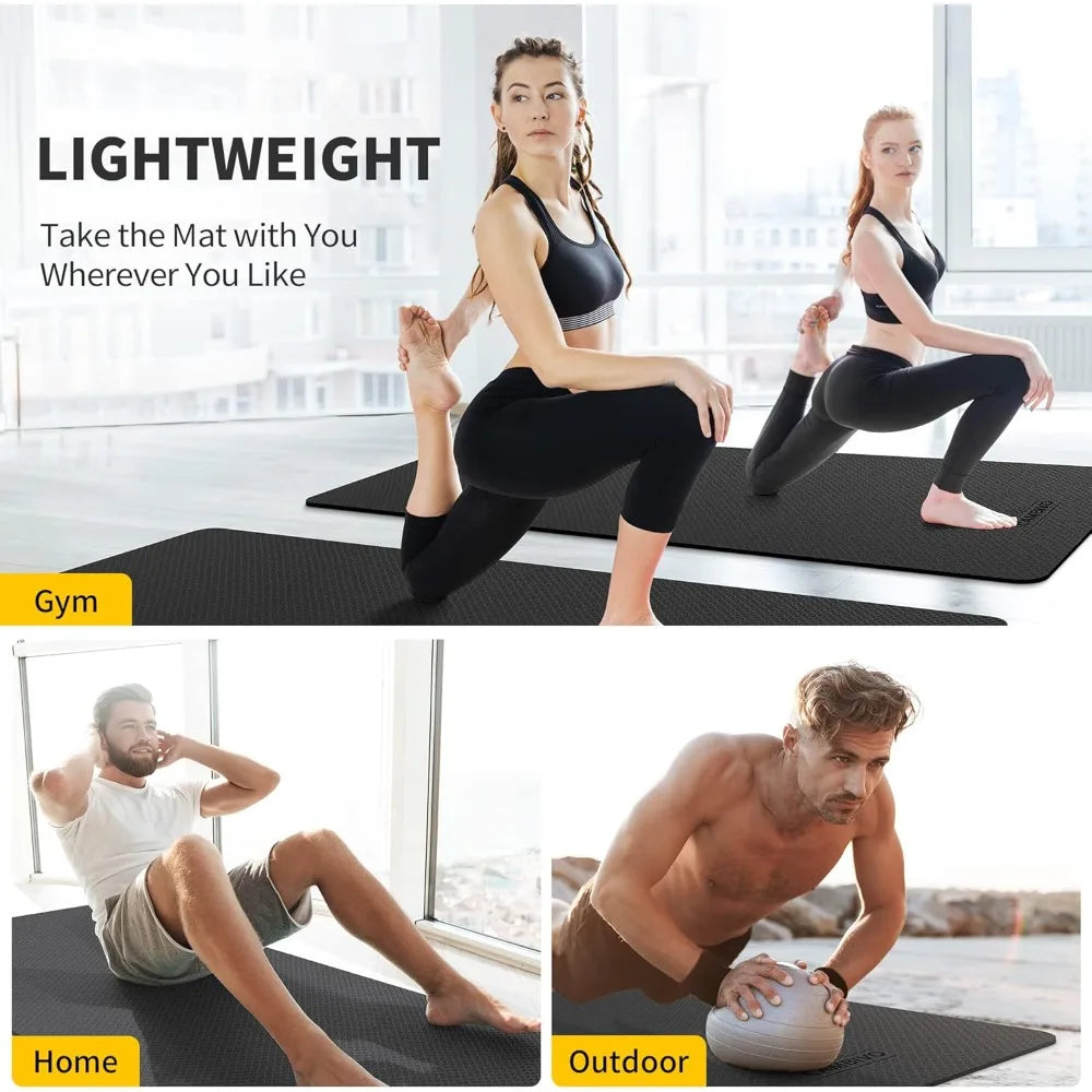 CAMBIVO TPE Yoga Mat Slip Resistant Extra Wide Workout