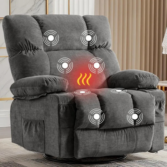 MAHOMICO Recliner Chair With Massage, Lumbar Heating, USB Port