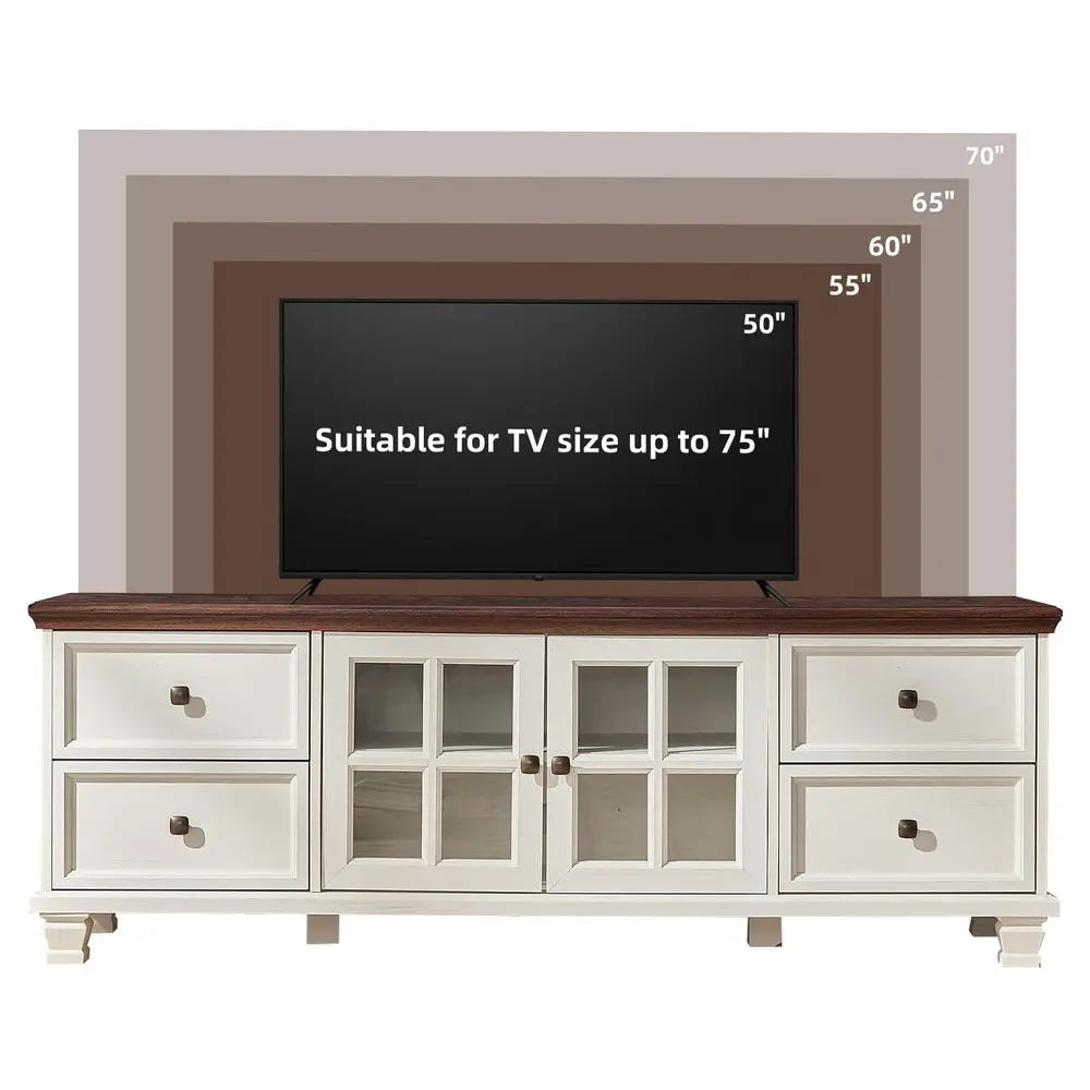 Classic Farmhouse TV Console And Rustic Coffee Table Set