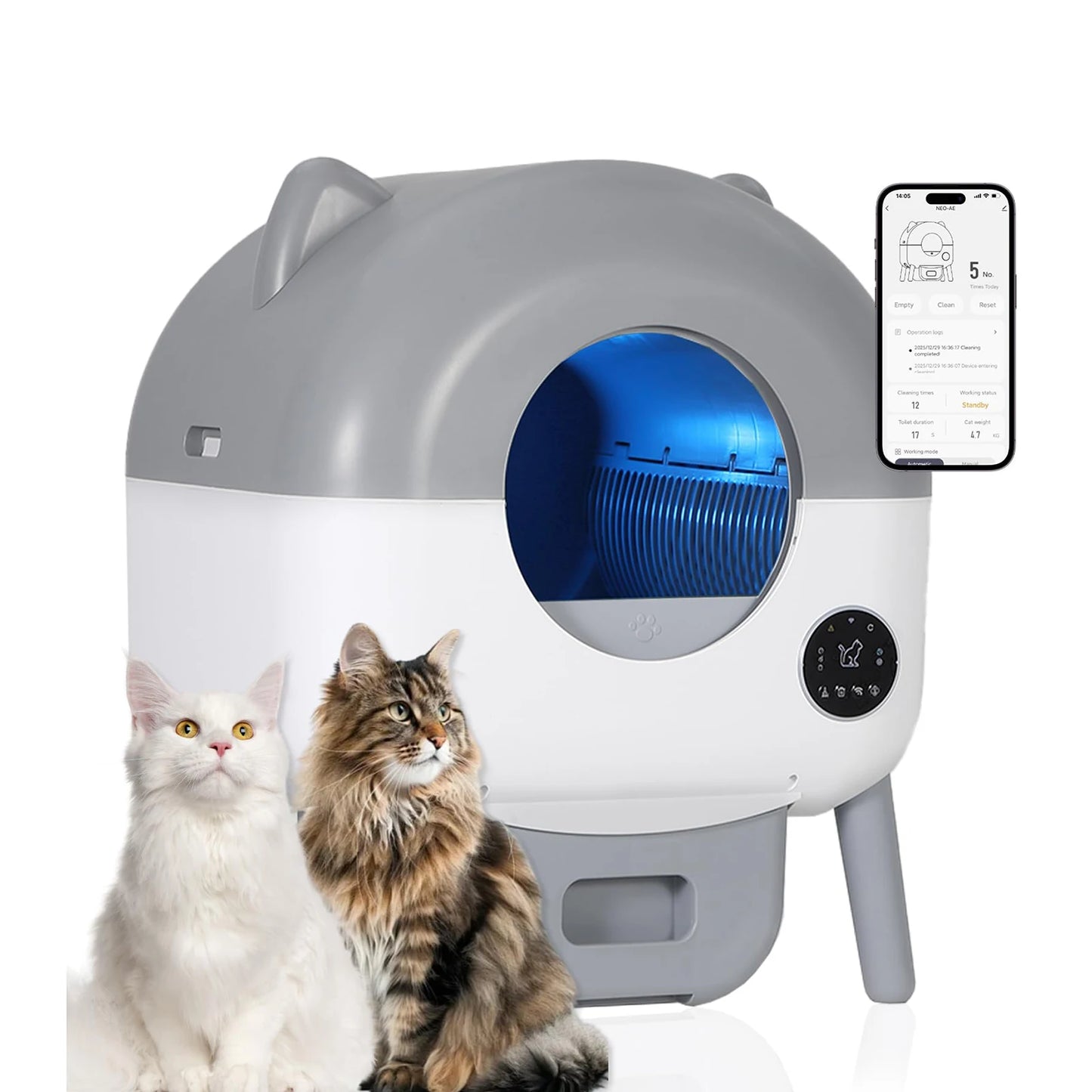HiMISS Automatic Self Cleaning Cat Litter Box With App Control