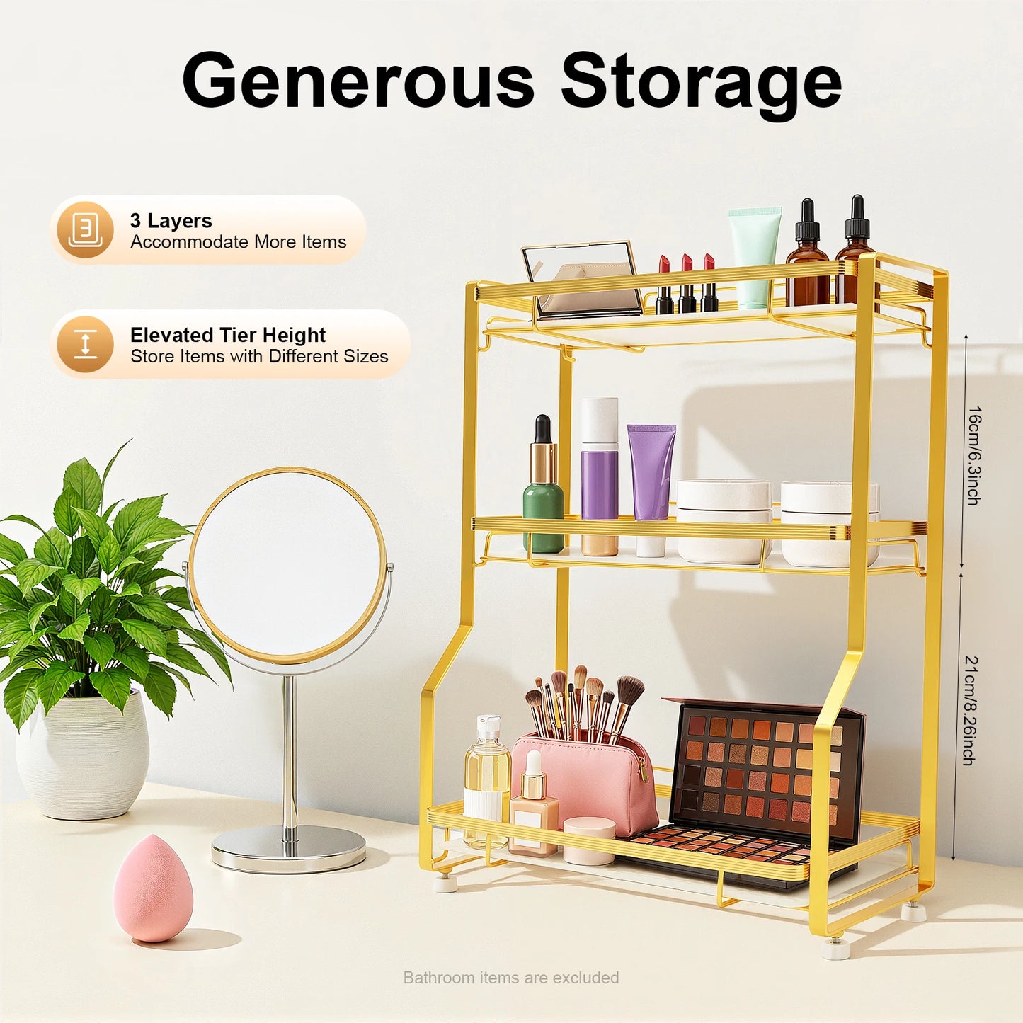 Bymaocar 3-Tier Bathroom Countertop Organizer For Toiletries
