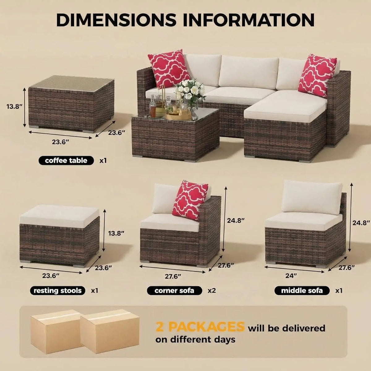 Premium All Weather Outdoor Sectional Patio Sofa Set With Table