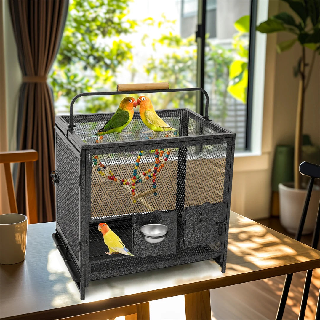 Portable Bird Cage Playpen Travel Carrier With Hammock And Toys