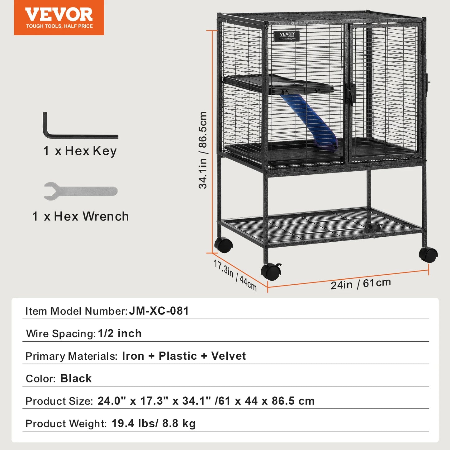 SucceBuy Rolling Metal Ferret Cage 4-Tier Critter Nation Small Pets