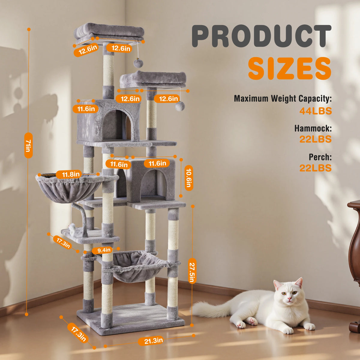 JHK Multi-Level Cat Tree With Scratching Posts And Pet House