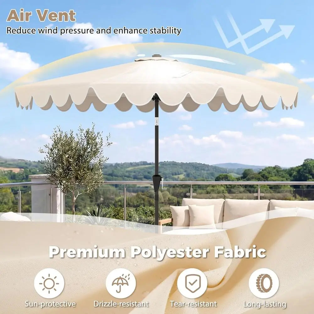 Patio Umbrella With Base Included, Adjustable Crank, 8-Rib Design