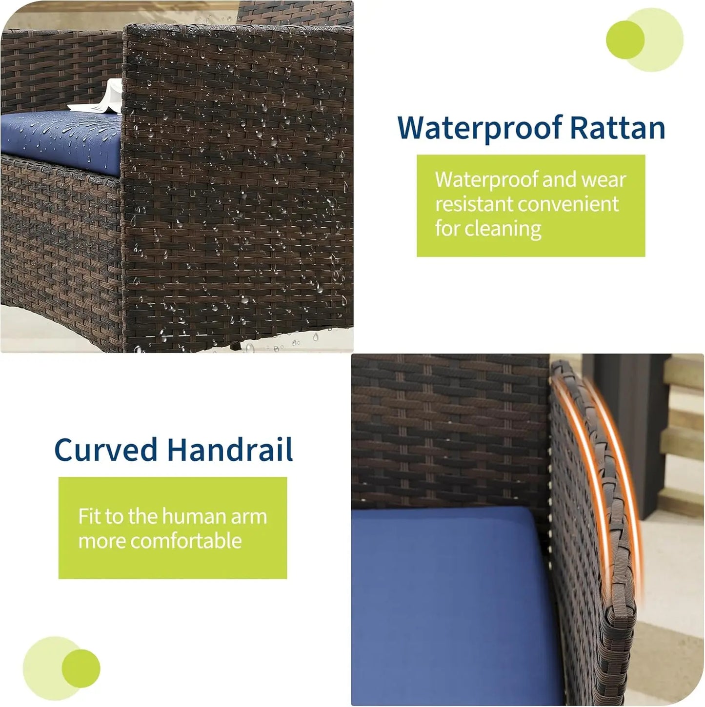 HiMISS All Weather 3 Piece Patio Set With Rattan Chairs