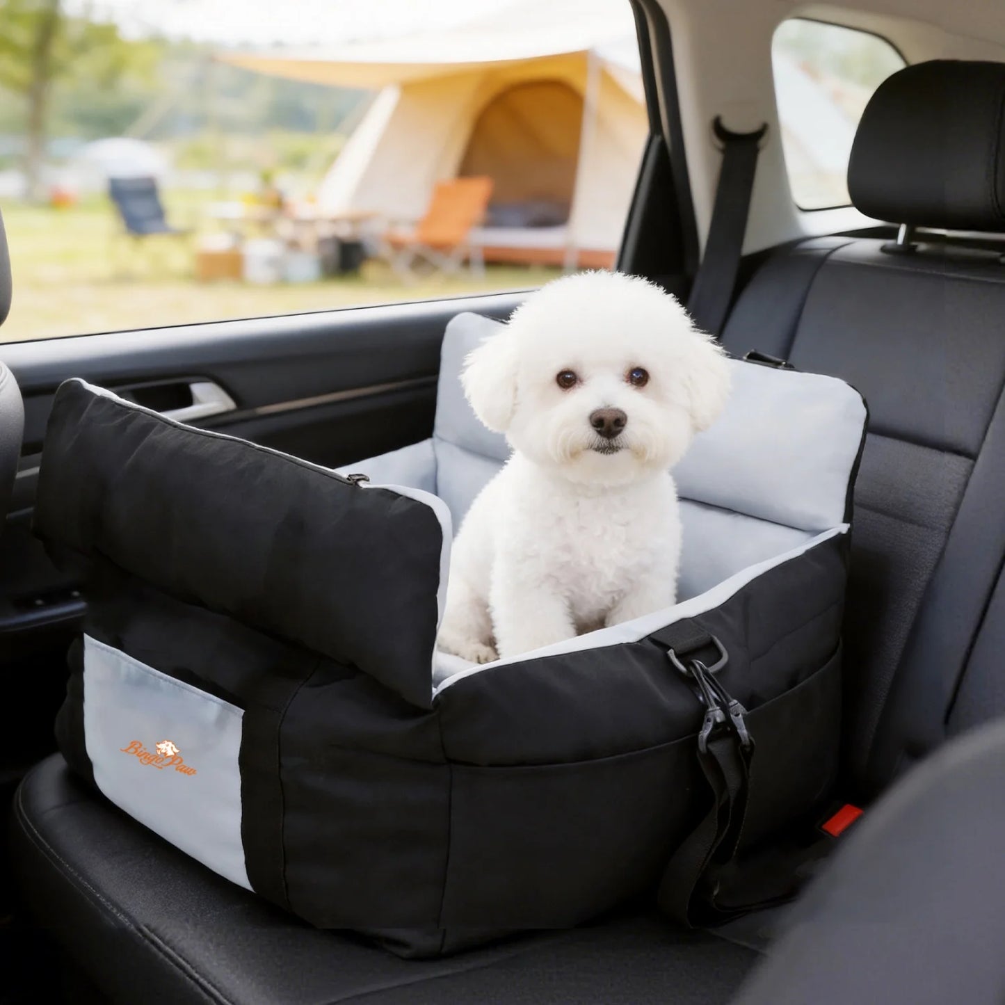 Soft Pet Car Travel Carrier Bed With Safety Belt And Storage Pocket For Small Dogs