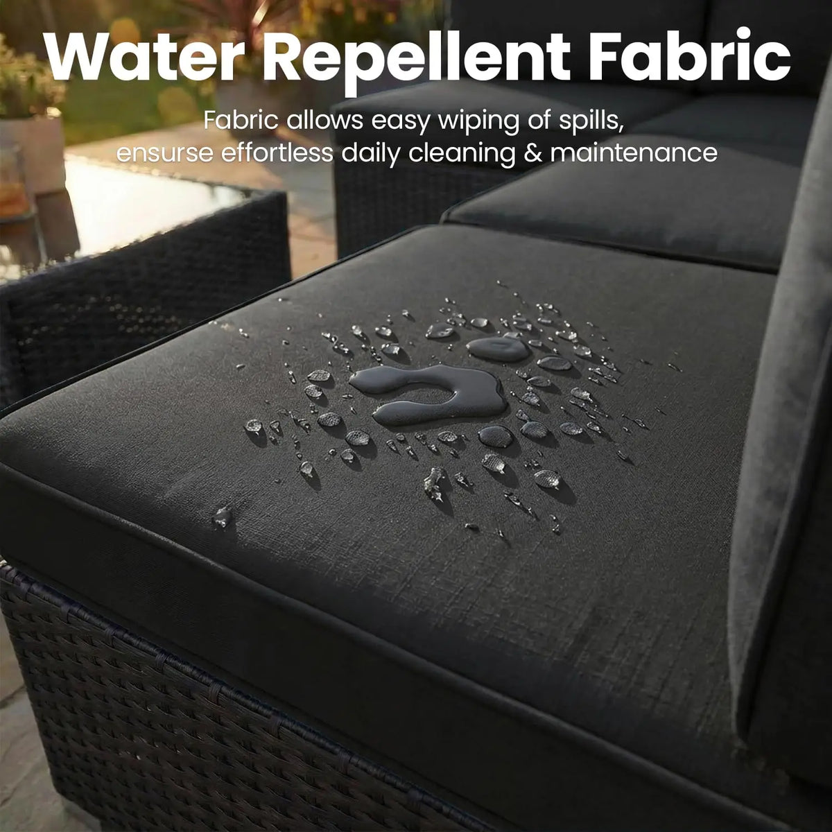 Modern Outdoor Wicker Sectional With Propane Fire Pit Coffee Table