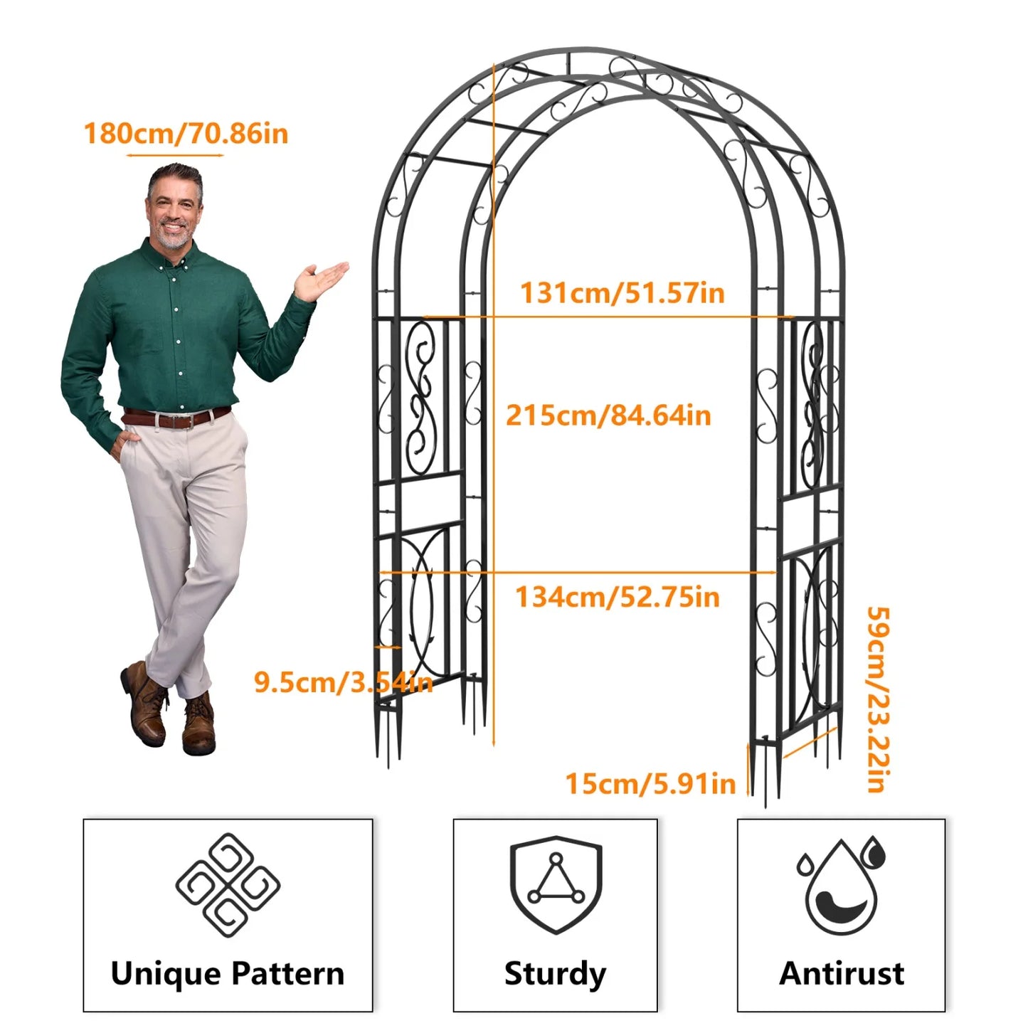 Heavy Duty Metal Garden Arch For Climbing Plants And Wedding Decor