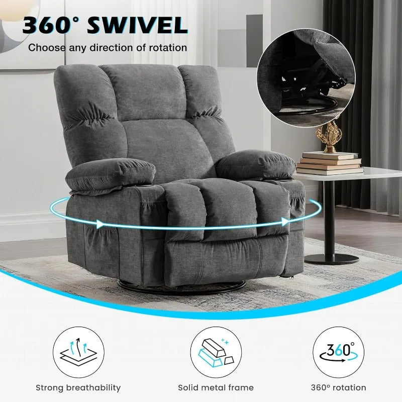 MAHOMICO Recliner Chair With Massage, Lumbar Heating, USB Port