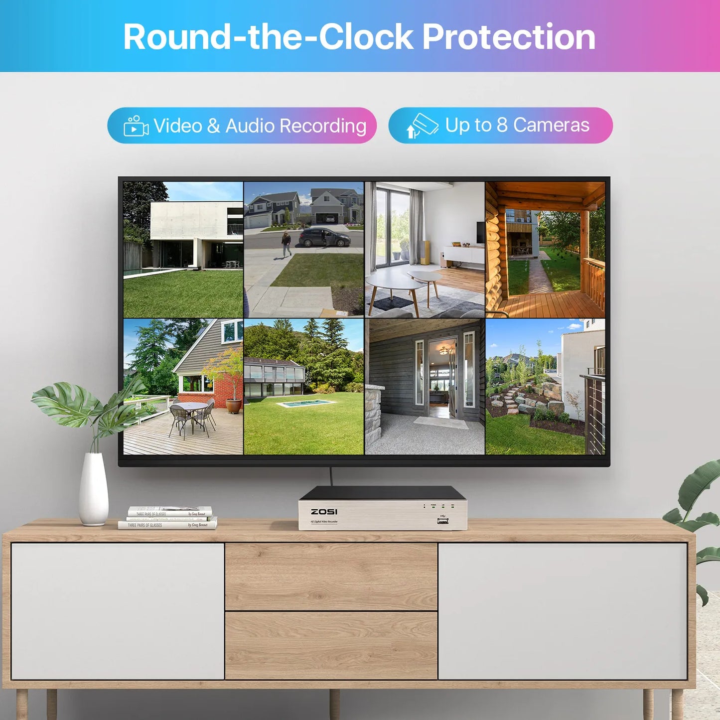 ZOSI 8CH 1080P Security Camera System With H265 DVR Kit