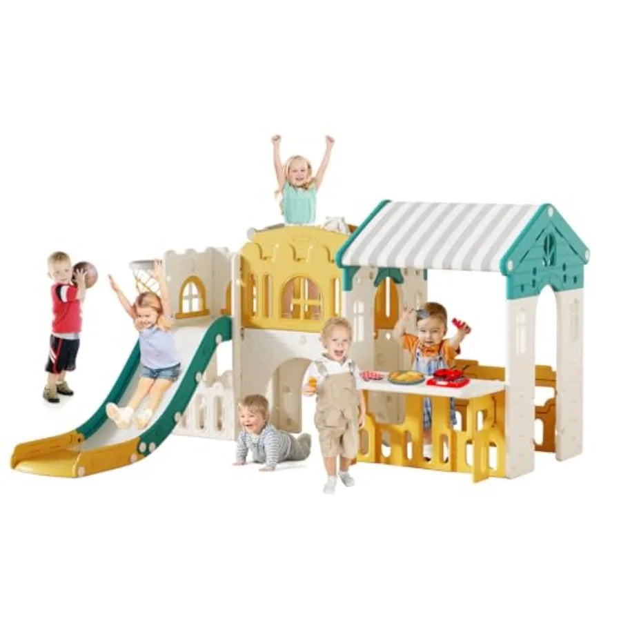 Wooden 10-in-1 Outdoor Toddler Playset With Slide And Climber