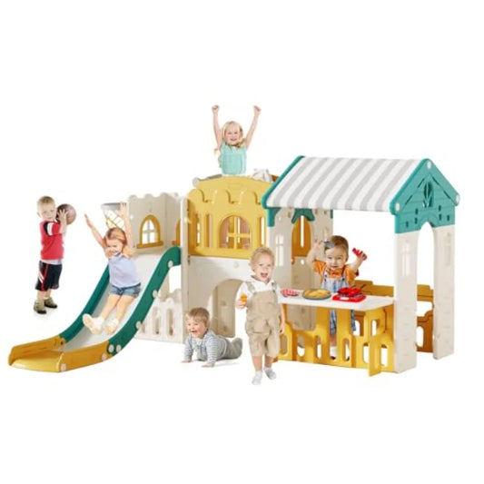 Wooden 10-in-1 Outdoor Toddler Playset With Slide And Climber