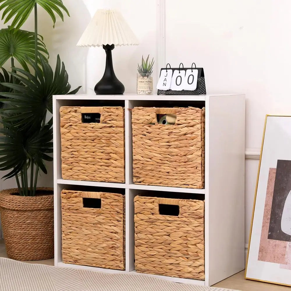 Storage Basket Set of 2, 12x12x12 Inch - Handmade Woven Basket for Closet, Shel Organization & Decor