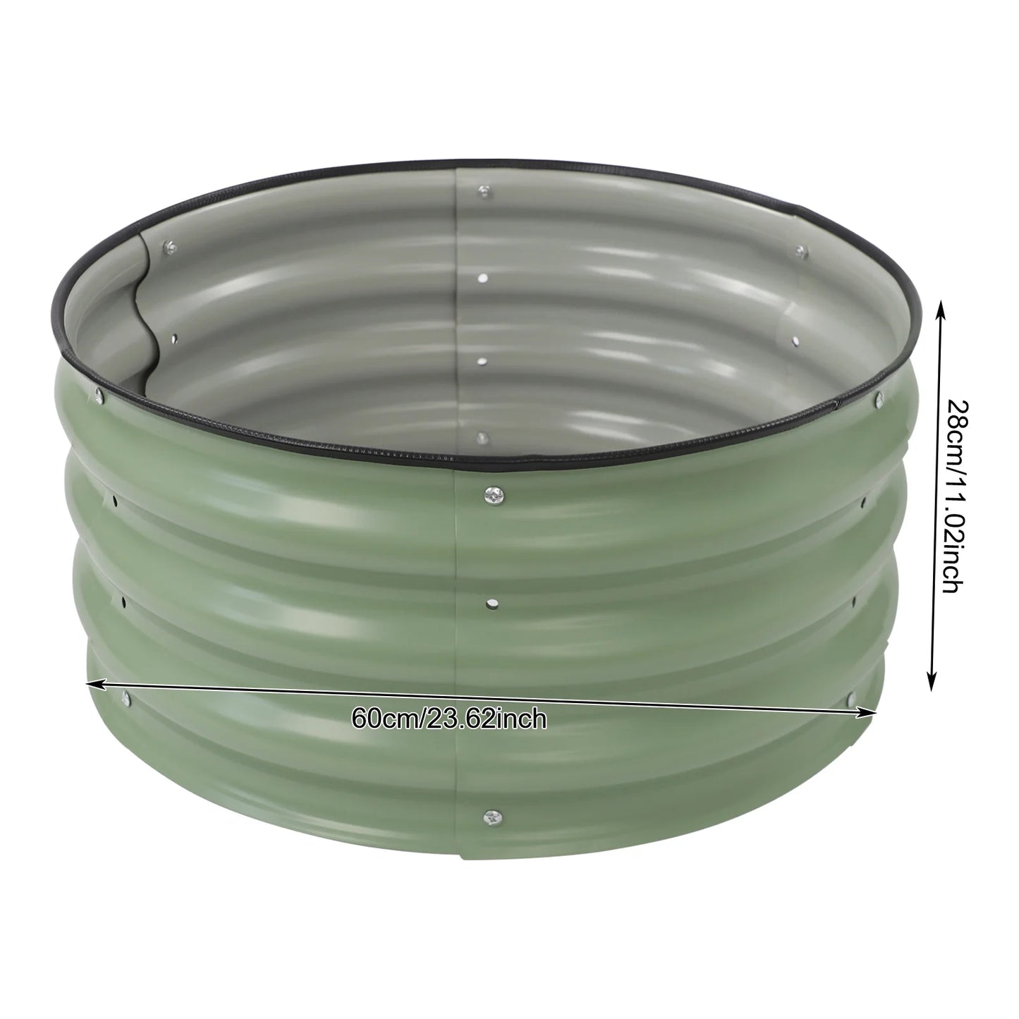 Bymaocar Round Metal Planter Set Galvanized Raised Garden Boxes 2 Pieces