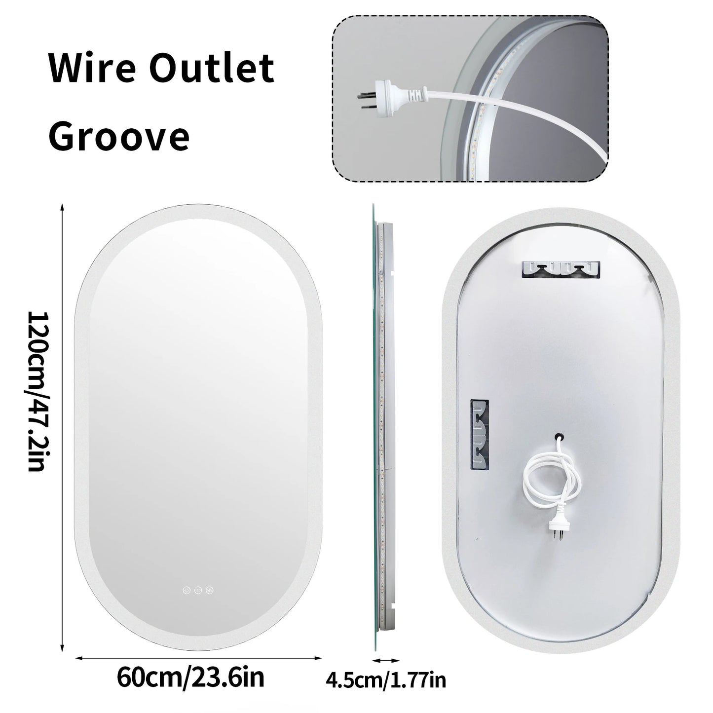 Wisfor LED Oval Bathroom Vanity Mirror With Anti-Fog Lights