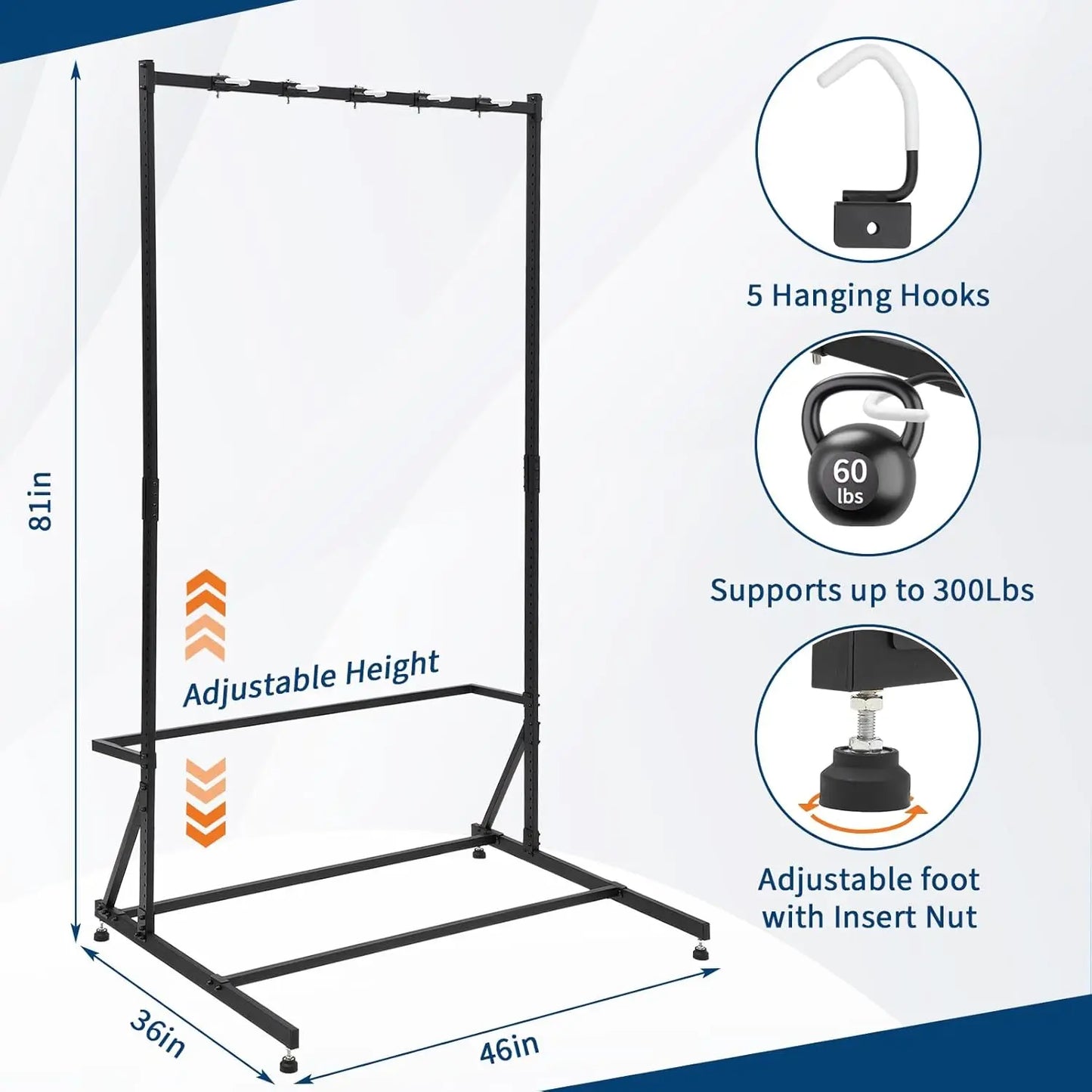 HiMISS Freestanding 5 Bike Garage Storage Rack, Vertical Stand