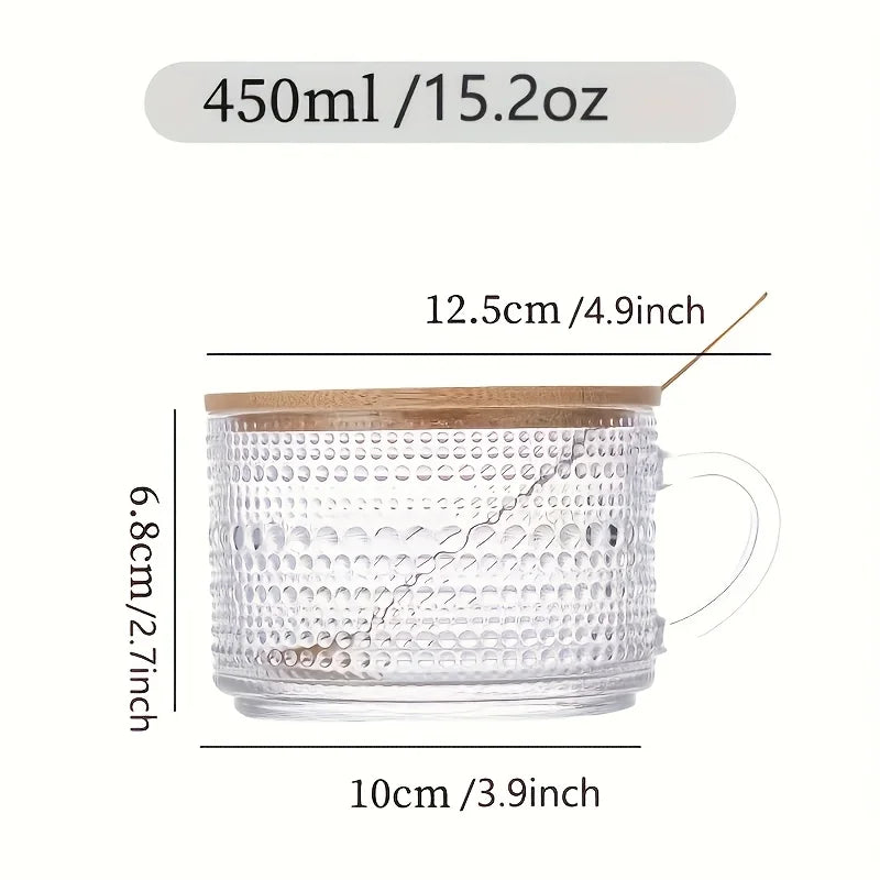4-Piece Glass Cup Set With Wooden Lids For Coffee Lovers