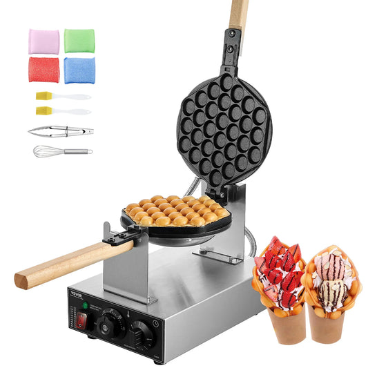 SucceBuy Bubble Waffle Maker 1400W Rotating Two Pans
