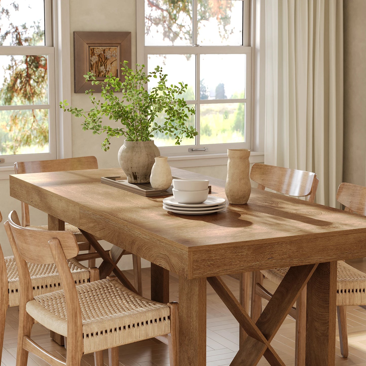 Tribesigns Dining Table For 4 To 6 People Farmhouse Rectangle