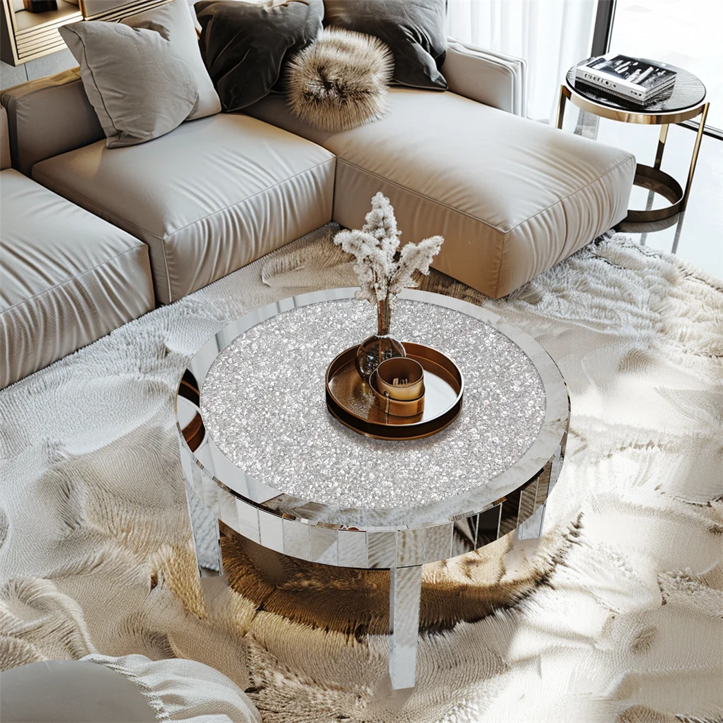 Artloge Round Mirrored Glass Coffee Table For Modern Living Spaces