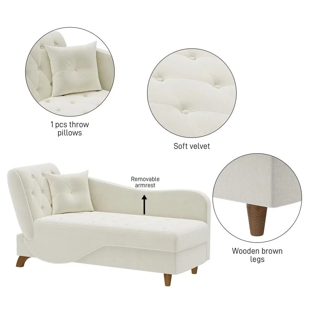 Chaise Lounge Chair Indoor with Storage, Adjustable Backrest Recling Reading Chair Sleeper Sofa Bed with Pillow, 3 in 1 Velvet
