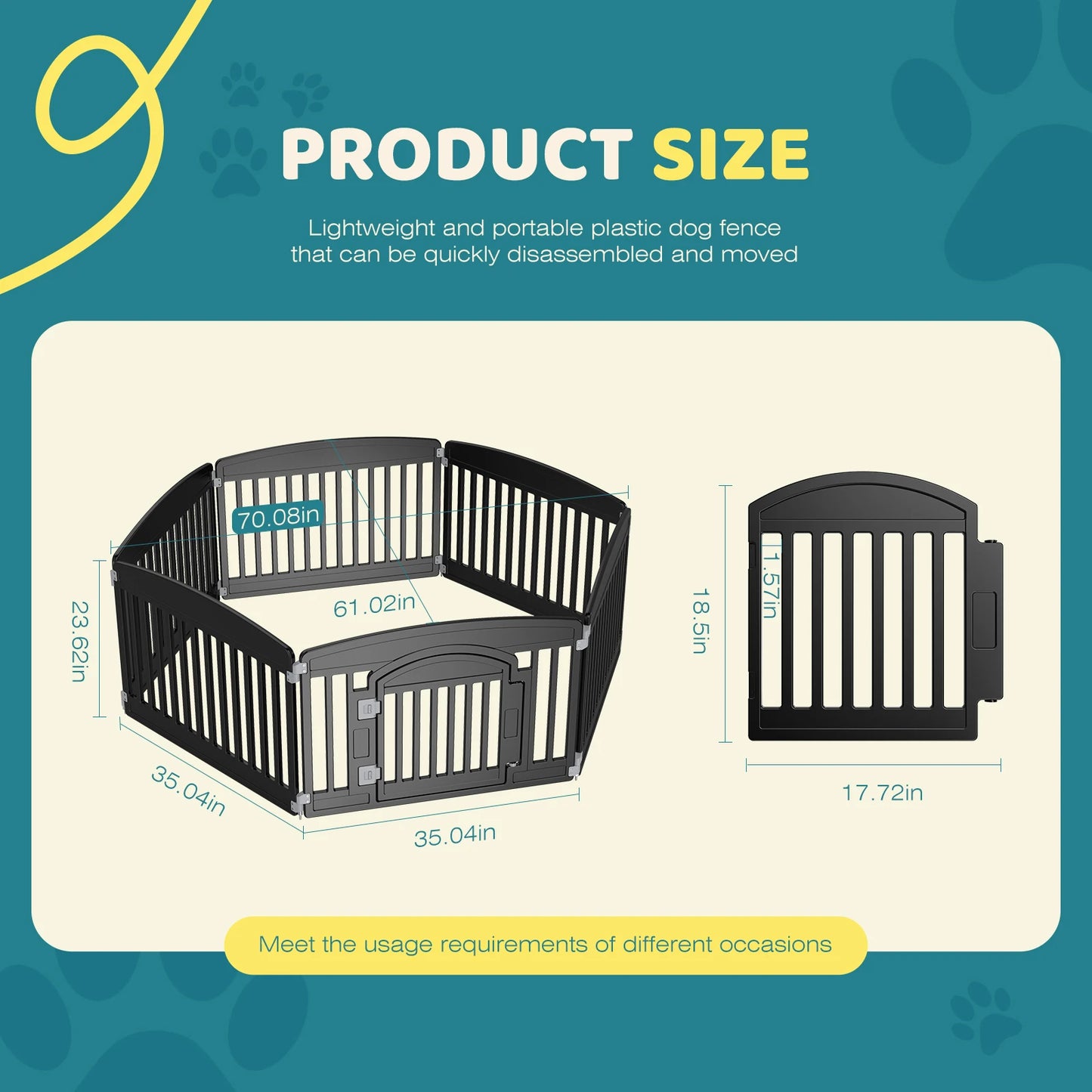 JHK Plastic Dog Playpen 6 Panel Expandable Fence Medium Dogs