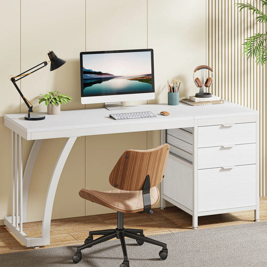 Tribesigns Computer Desk With Three Drawers Reversible Layout