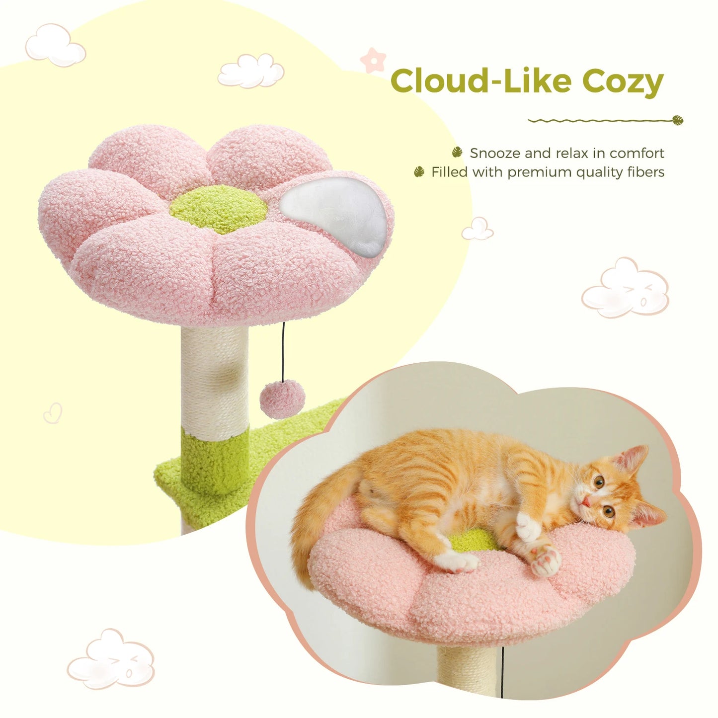 PAWZ Road Flower Cat Tree Tower With Sisal Scratching Posts