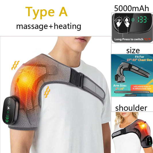 Electric Heating Shoulder Massager Vibration Shoulder Knee Brace 2 in 1  Massage Blets Warmer Heated Muscle Relax Pads