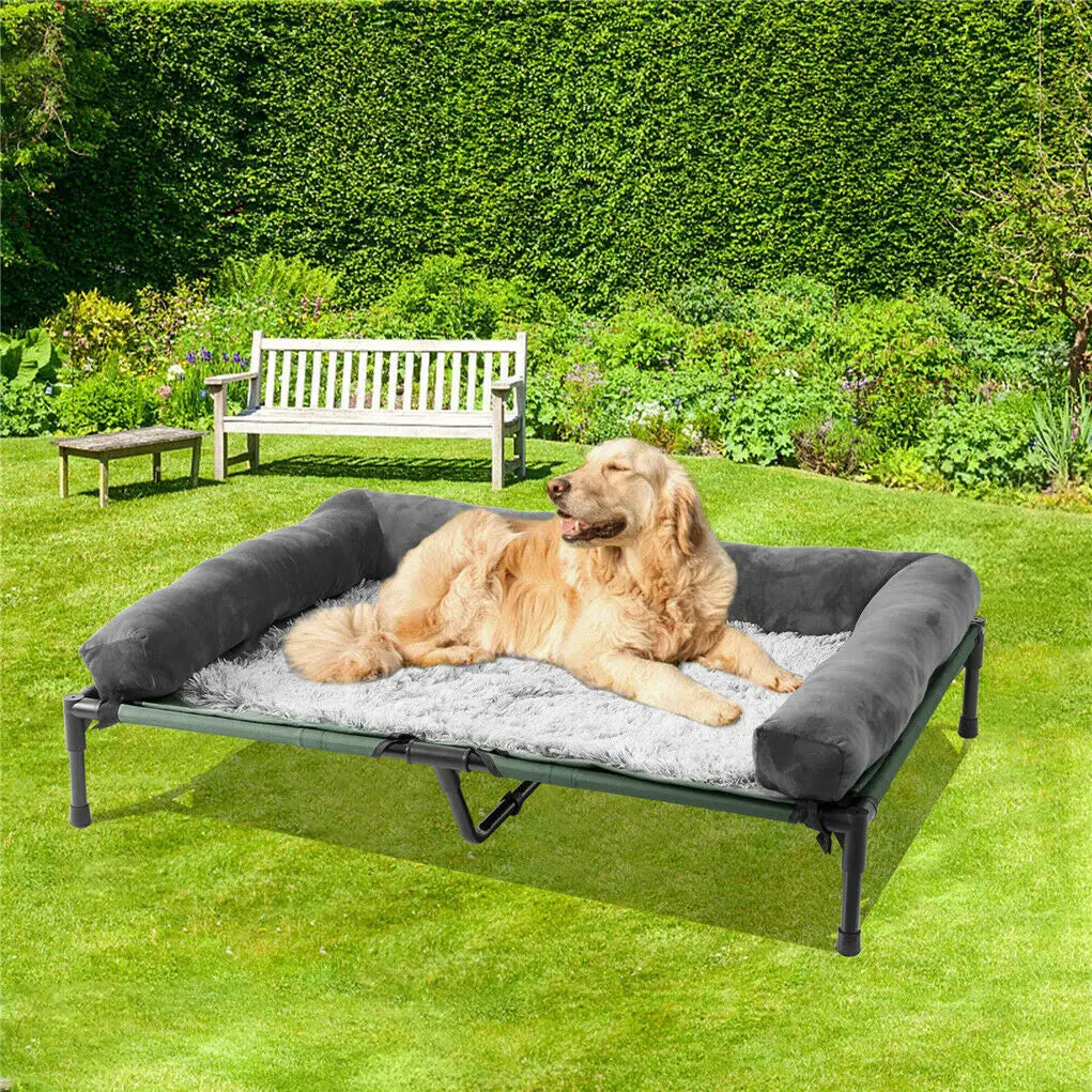 BINGOPAW Elevated Dog Bed Lounger With Detachable Plush Bolster