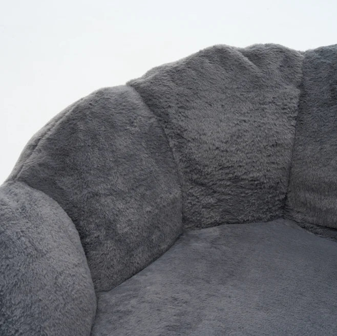 Cloud Petal Lounge Chair, Artificial Rabbit Velvet Cozy Accent Seat