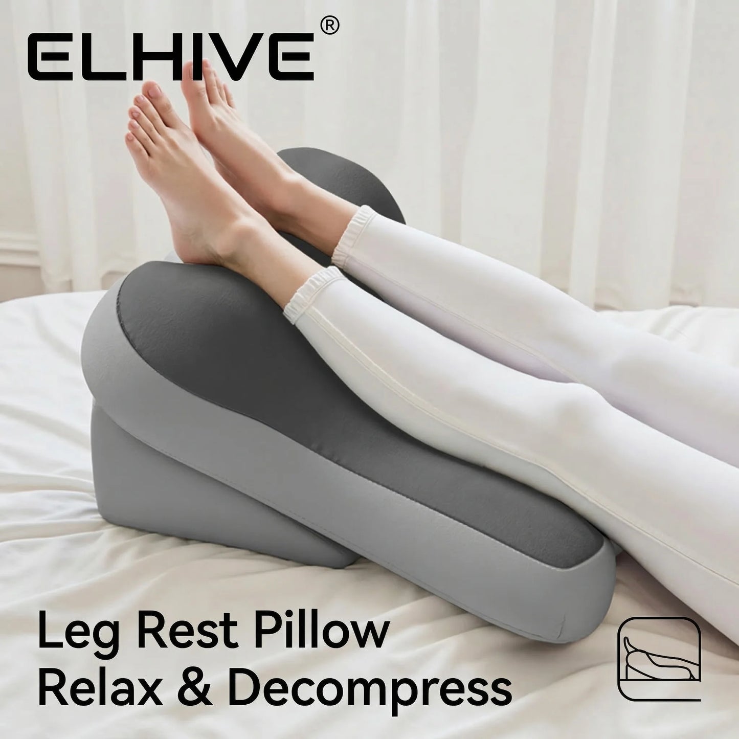 Adjustable Bed Wedge Pillow Memory Foam Backrest for Sitting up in Bed, Large Ergonomic Back Neck Lumbar Support Pillow for Reading Relaxing Gaming, 2-Piece Split Design, Non-Slip Base
