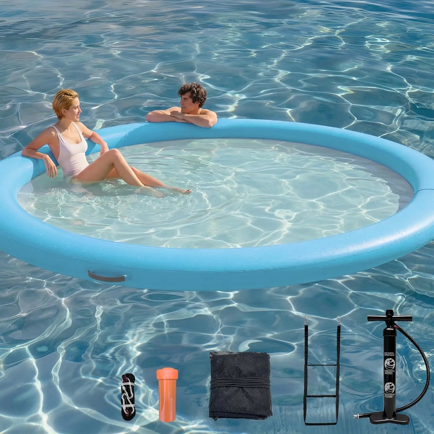 Water Hammock Inflatable Float Ring With Mesh Design